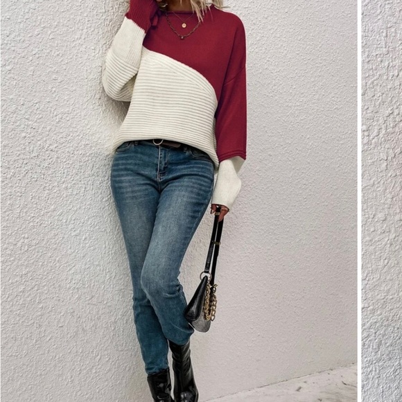 Colorblock Pattern Drop Shoulder Sweater - Picture 3 of 10